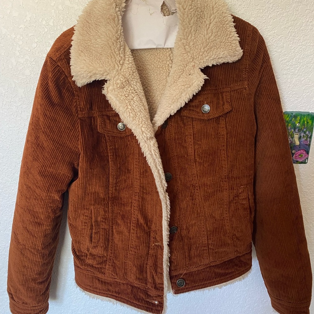 Vigoss Brown and Cream Jean Jacket with Sherpa Lining